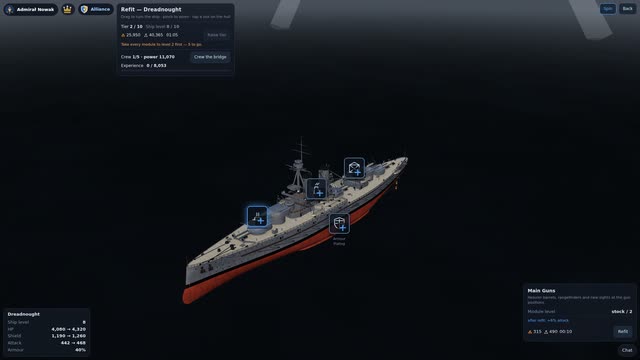 Schiffsverbesserung: Module am Rumpf eines Dreadnoughts